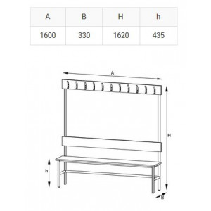 Wieszak szatniowy pojedynczy OW I z półką i regulowaną wysokością 