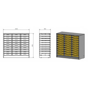 Szafka Gratnella potrójna 30 pojemników płytkich