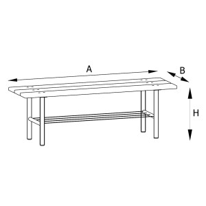 Ławeczka szatniowa z półką na buty 200 cm listwy drewniane