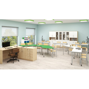 Stolik mobilny szkolno-przedszkolny, blat trapezowy 1400x700 Stolik mobilny szkolno-przedszkolny, blat trapezowy 1400x700