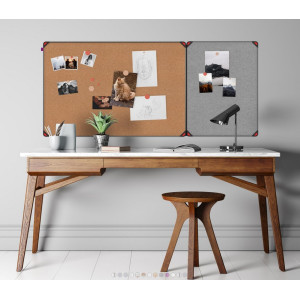 Tablica filcowa MemoBe idea EDGE, powierzchnia popielata, rama aluminiowa, 120x90 cm