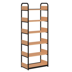 Regał biblioteczny A jednostronny z bokami z płyty, rama metalowa