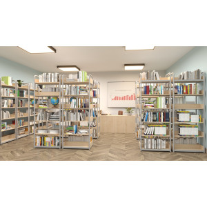 Regał biblioteczny B dwustronny rama metalowa