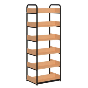 Regał biblioteczny B dwustronny z bokami z płyty, rama metalowa