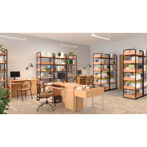 Regał biblioteczny C rama metalowa jednostronny z zabezpieczeniem