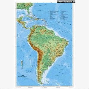 Ameryka południowa-mapa fizyczna- j. hiszpański