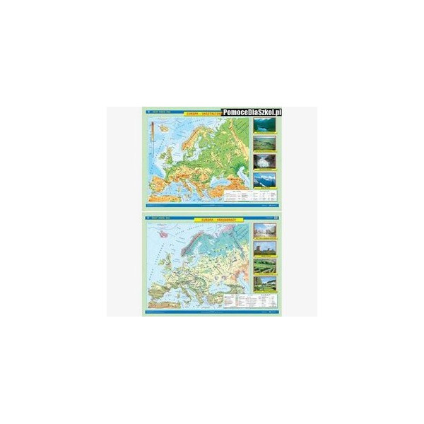 Dwustronna mapa Europy. Ogólnogeograficzna/Krajobrazowa
